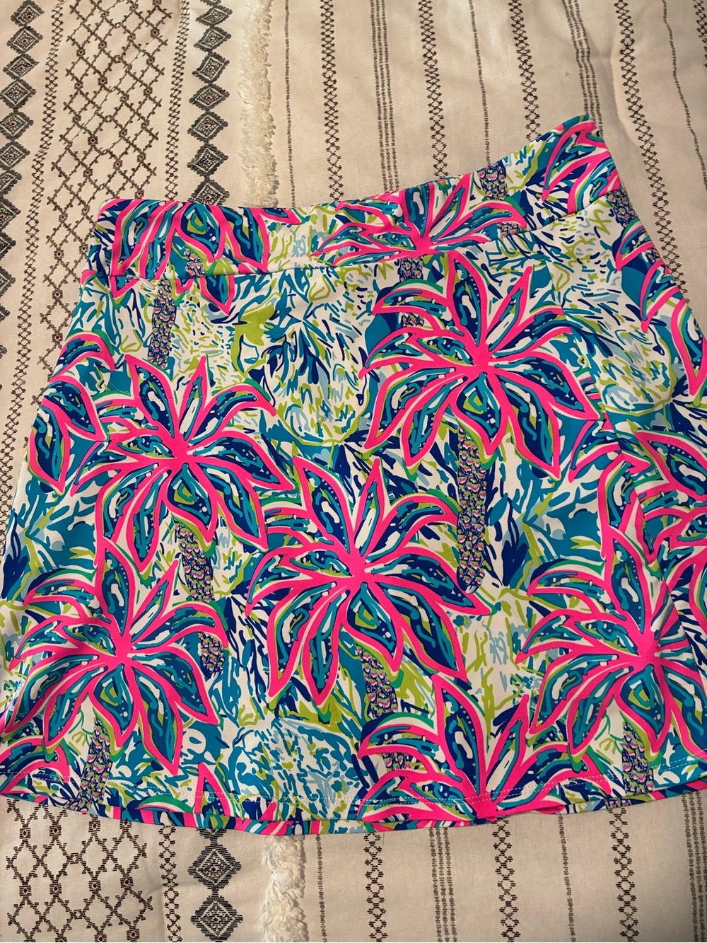 Tropical Palm Print Mini Skort - Neon Pink & Blue